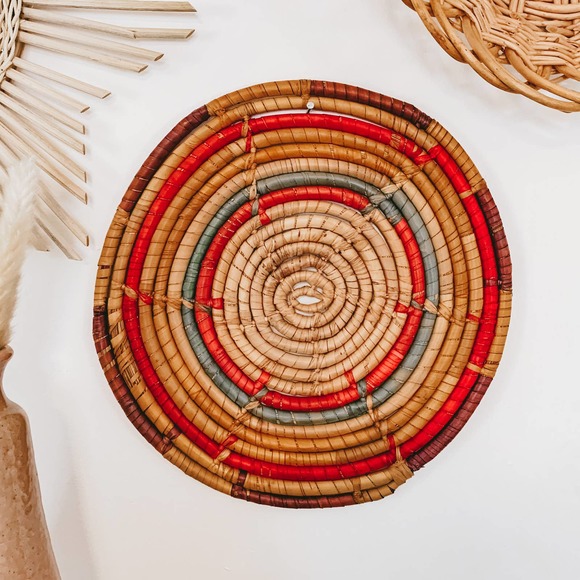 Woven Seagrass Coiled Wall Trivet Basket Boho - Picture 2 of 8